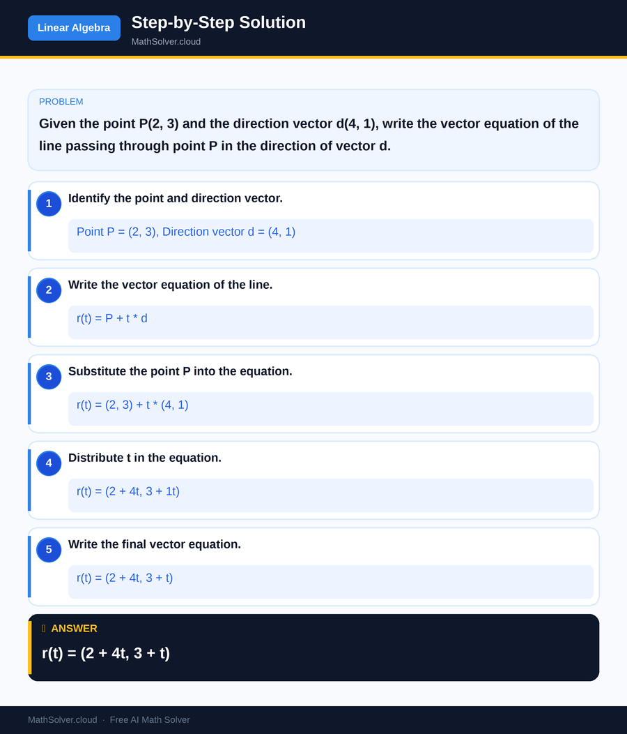 MathSolver solving example 1 — Matrix & Linear Algebra