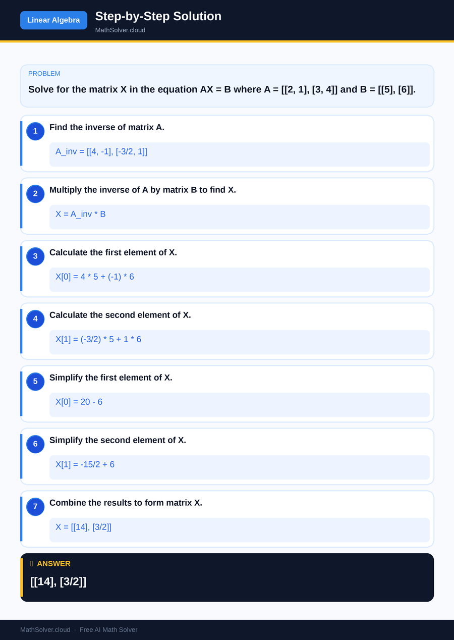 MathSolver solving example 2 — Matrix & Linear Algebra
