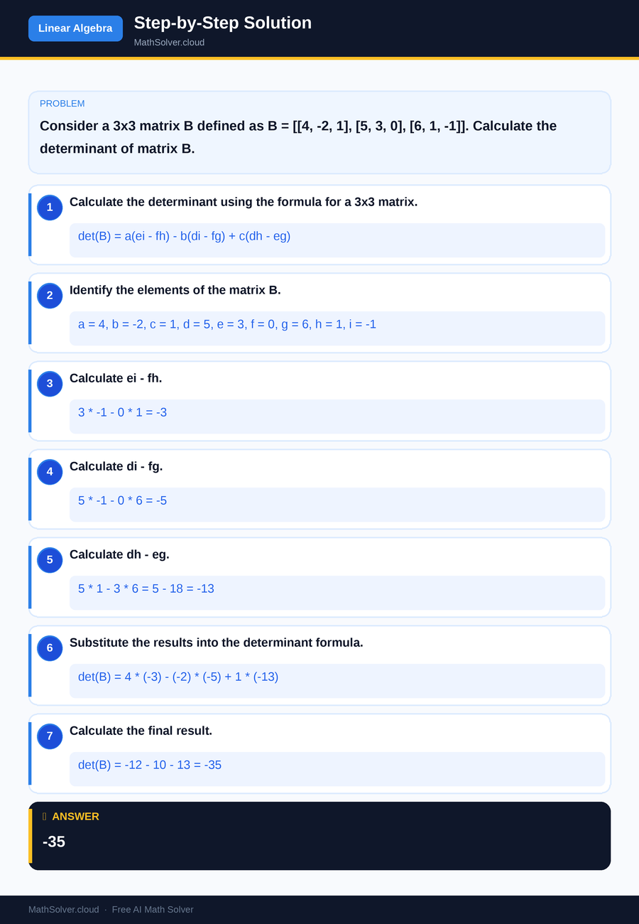 MathSolver solving example 2 — Matrix & Linear Algebra