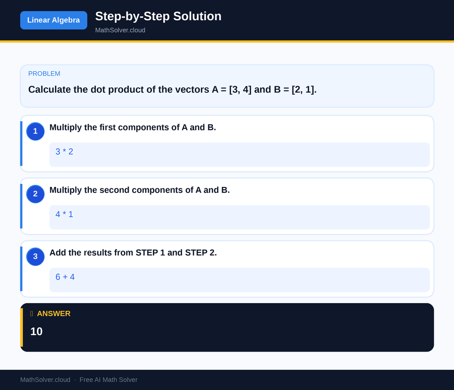 MathSolver solving example 1 — Matrix & Linear Algebra