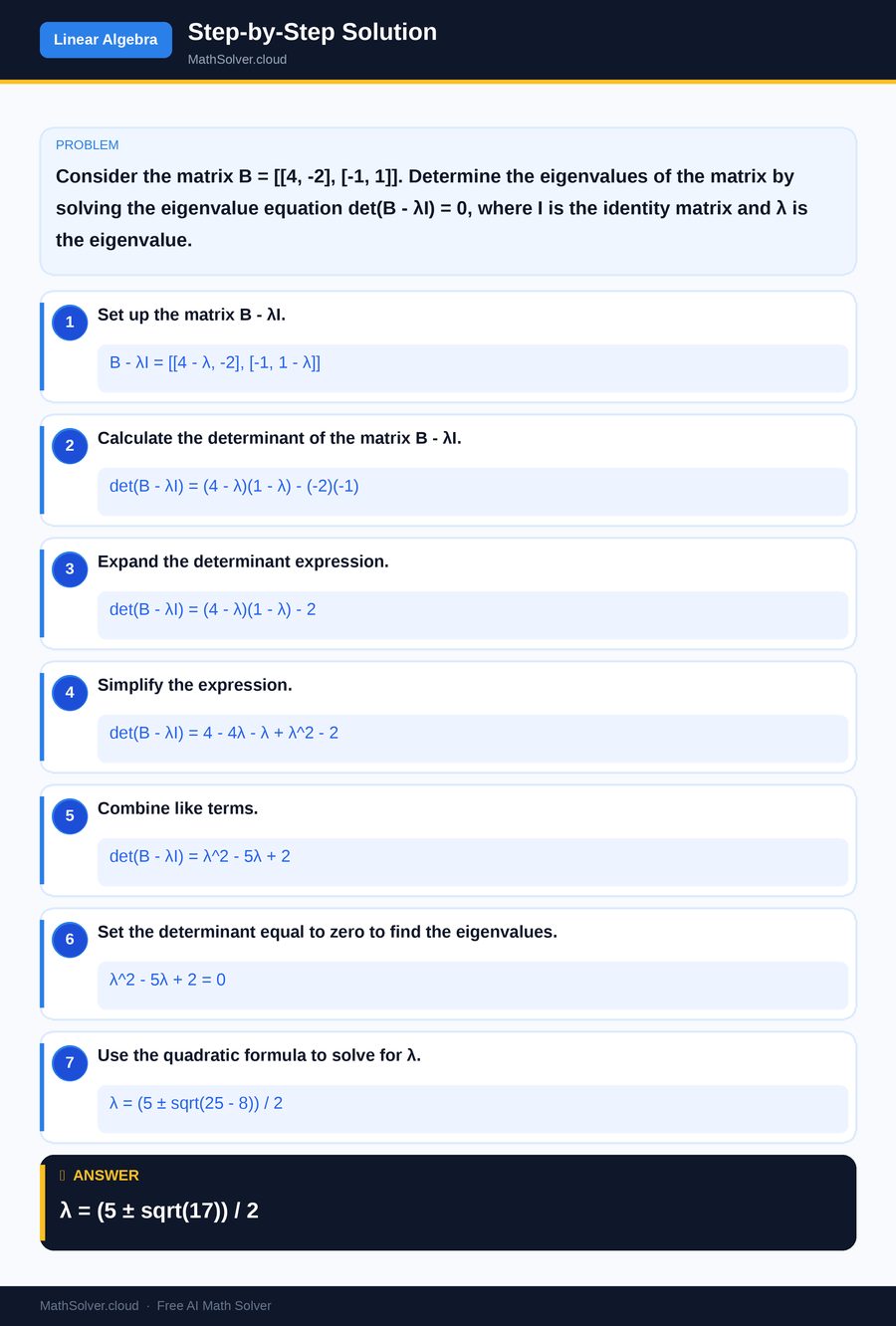 MathSolver solving example 2 — Matrix & Linear Algebra