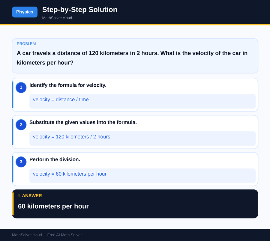 MathSolver solving example 1 — Physics & Formulas