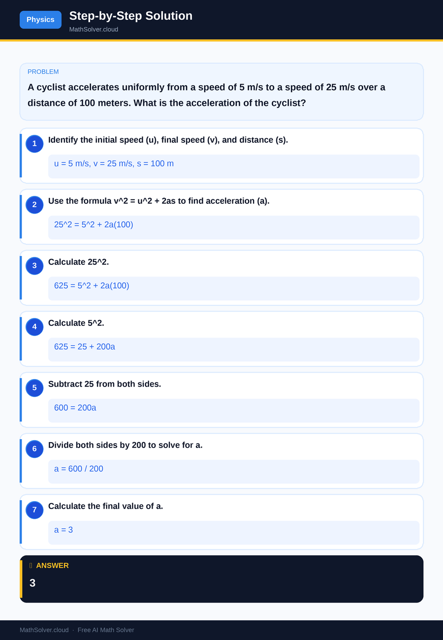 MathSolver solving example 2 — Physics & Formulas