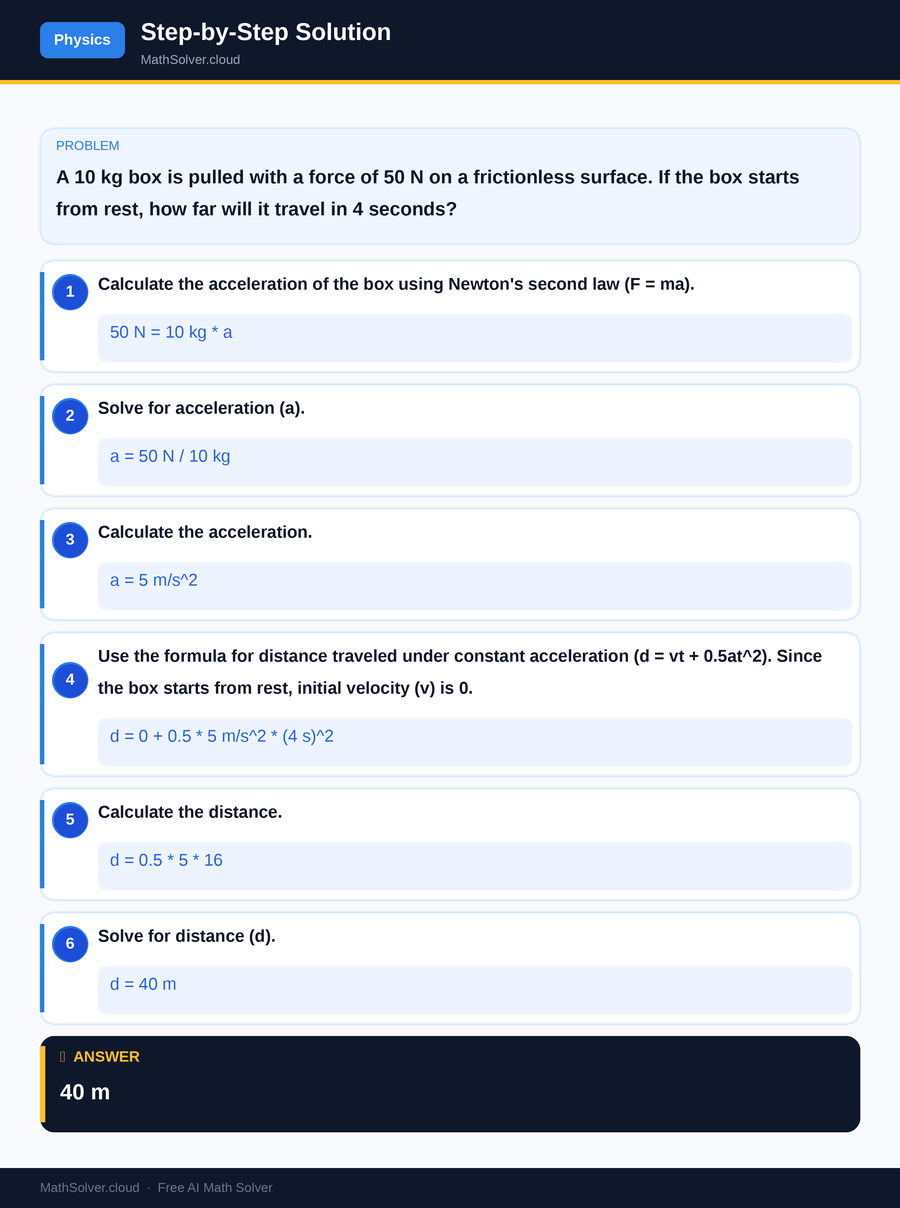 MathSolver solving example 2 — Physics & Formulas
