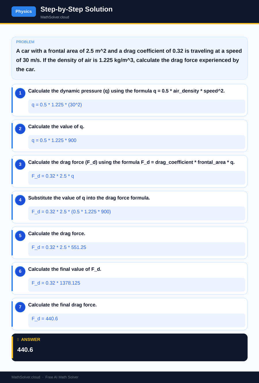 MathSolver solving example 2 — Physics & Formulas