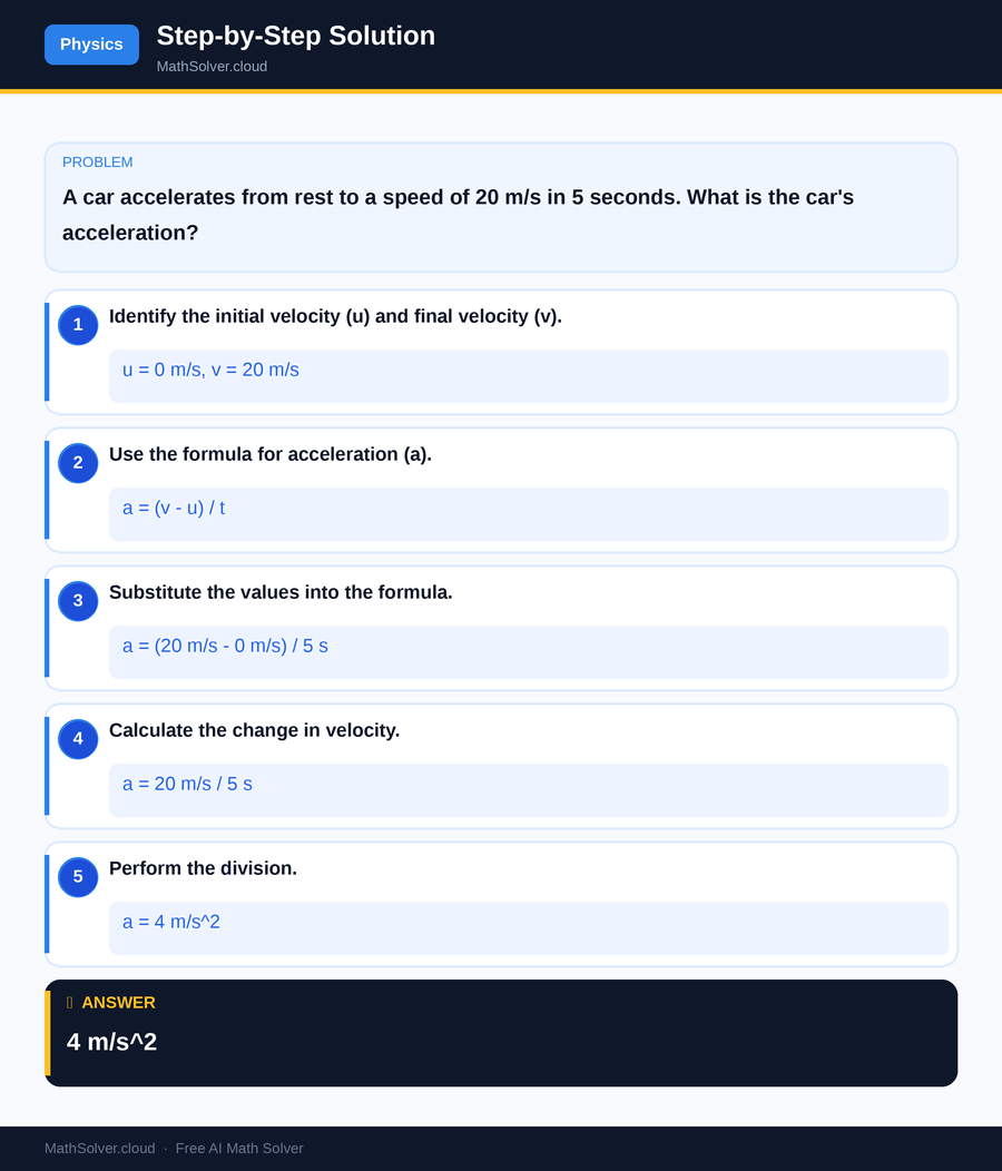 MathSolver solving example 1 — Physics & Formulas