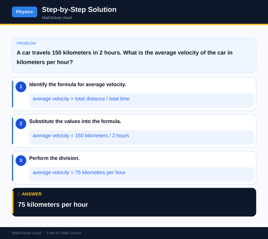 MathSolver solving example 1 — Physics & Formulas