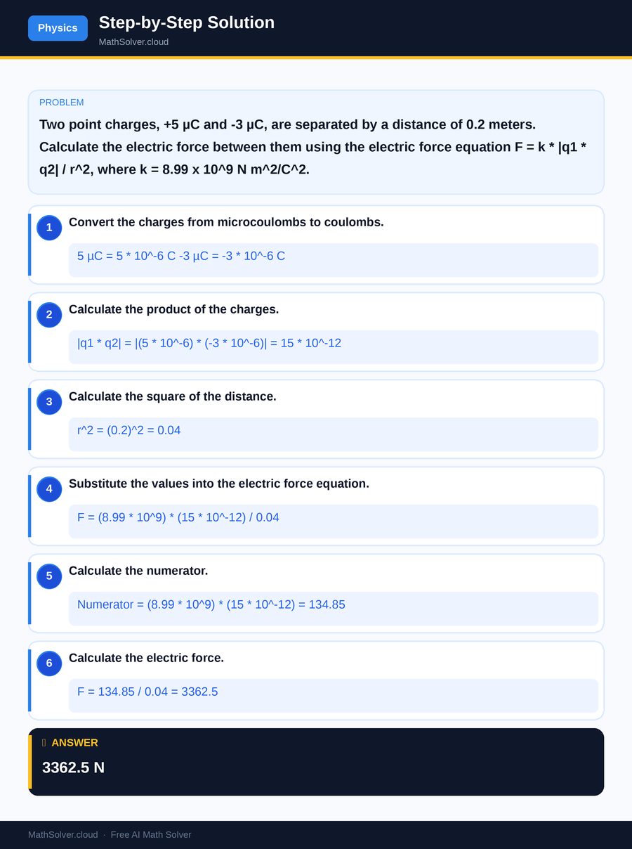 MathSolver solving example 1 — Physics & Formulas