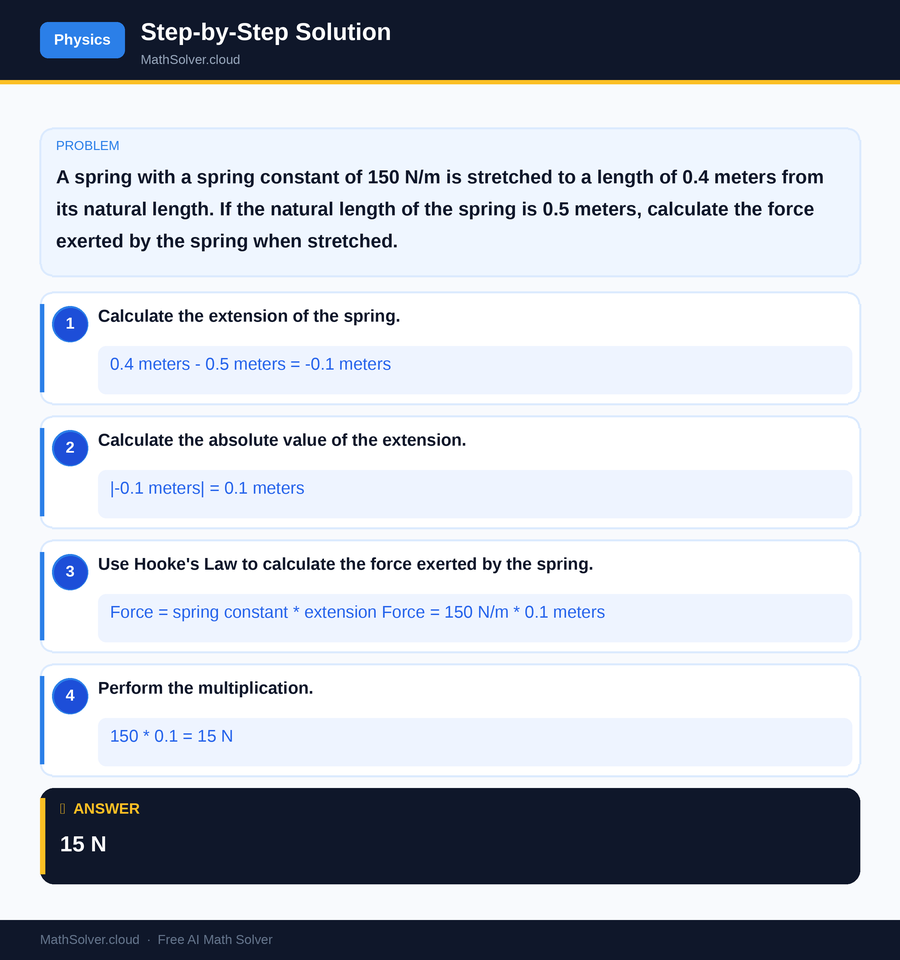 MathSolver solving example 2 — Physics & Formulas