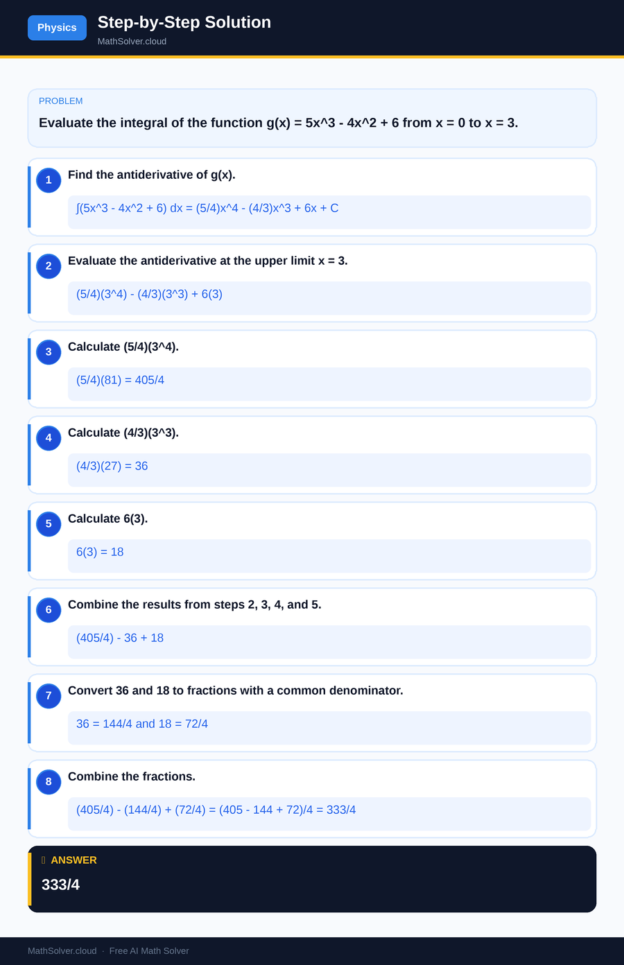 MathSolver solving example 2 — Physics & Formulas