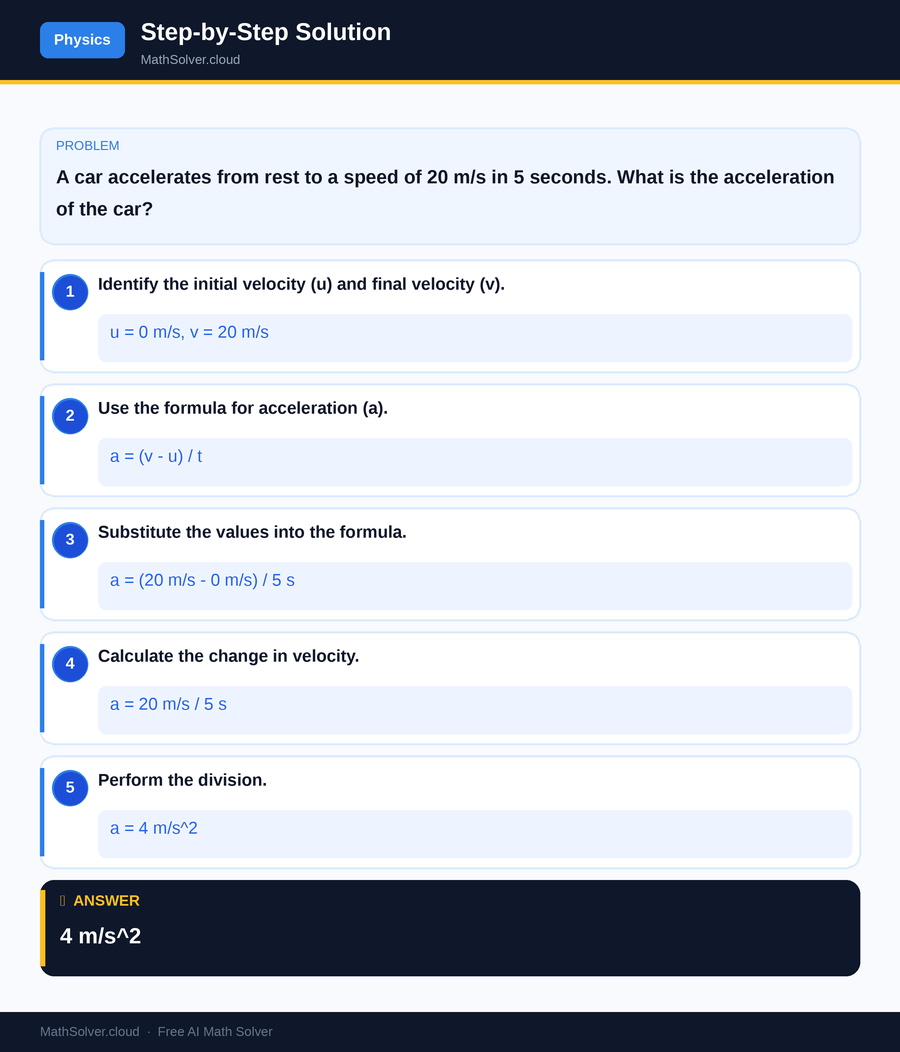 MathSolver solving example 1 — Physics & Formulas