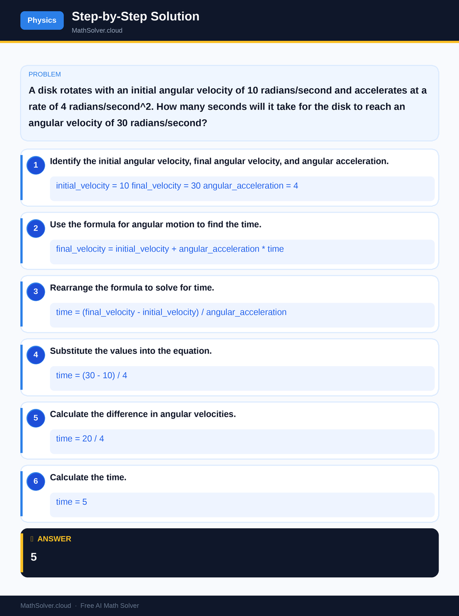 MathSolver solving example 2 — Physics & Formulas