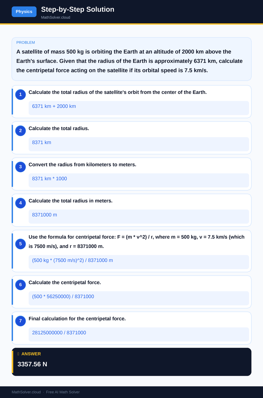 MathSolver solving example 2 — Physics & Formulas