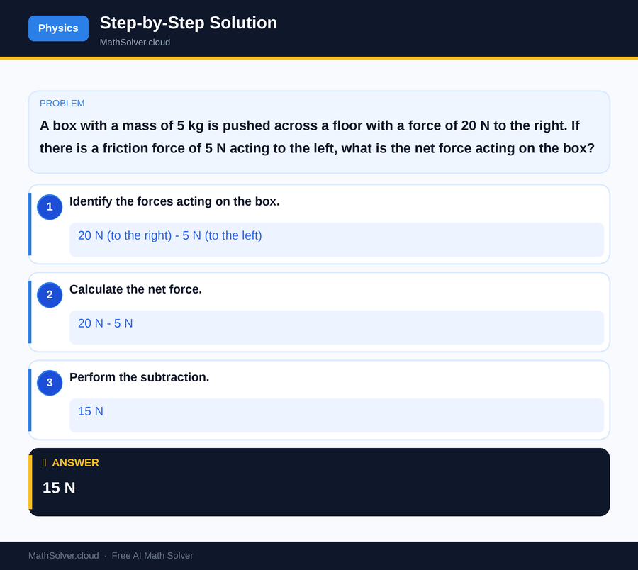 MathSolver solving example 1 — Physics & Formulas
