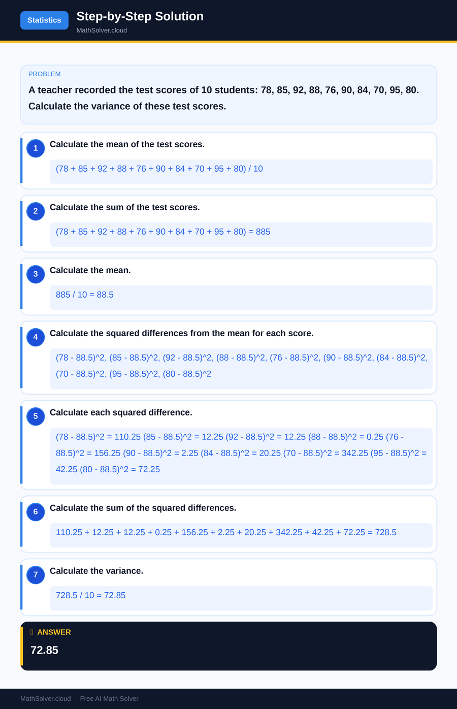 MathSolver solving example 2 — Statistics & Probability