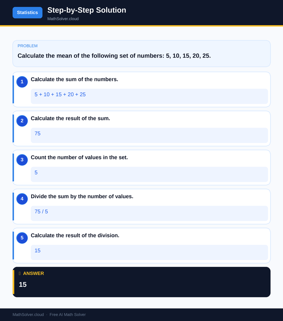 MathSolver solving example 1 — Statistics & Probability