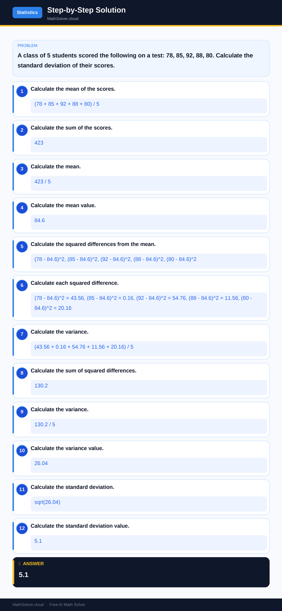 MathSolver solving example 2 — Statistics & Probability