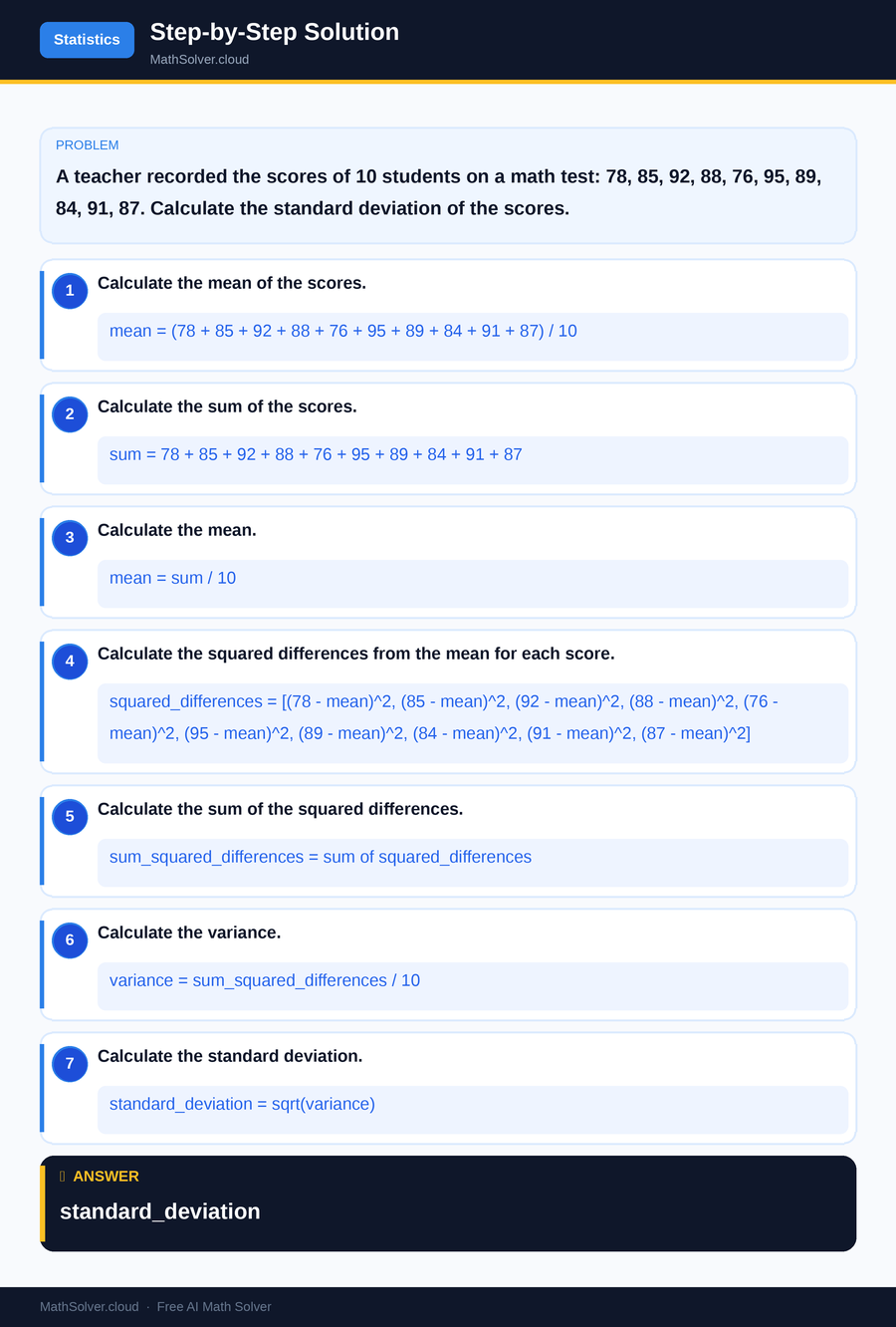 MathSolver solving example 2 — Statistics & Probability