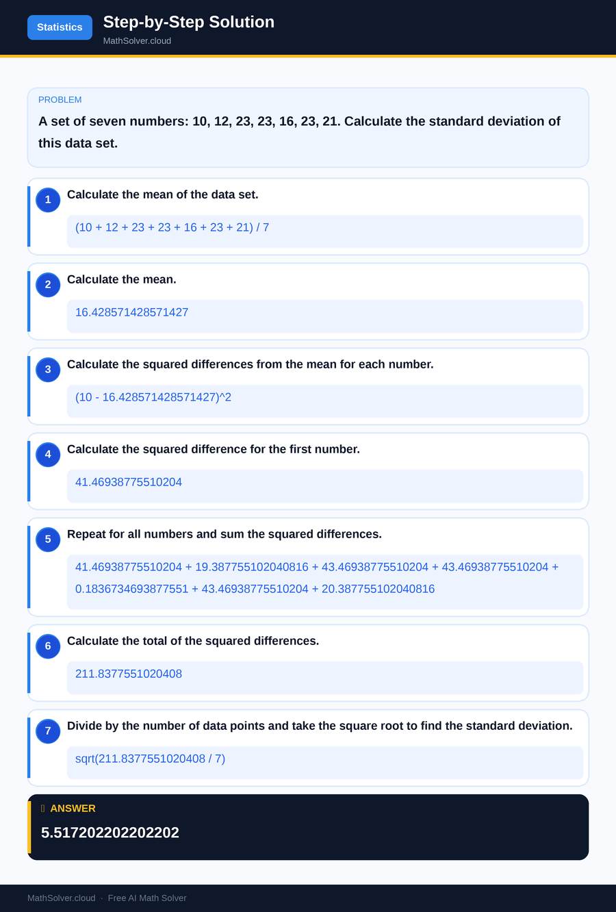 MathSolver solving example 2 — Statistics & Probability