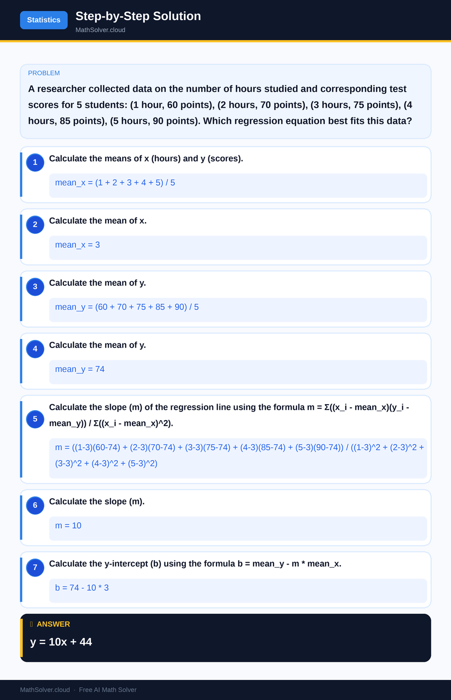 MathSolver solving example 1 — Statistics & Probability