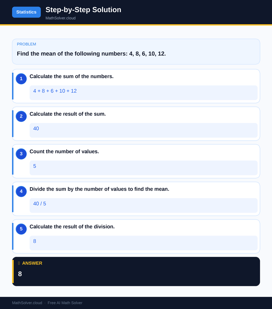 MathSolver solving example 1 — Statistics & Probability
