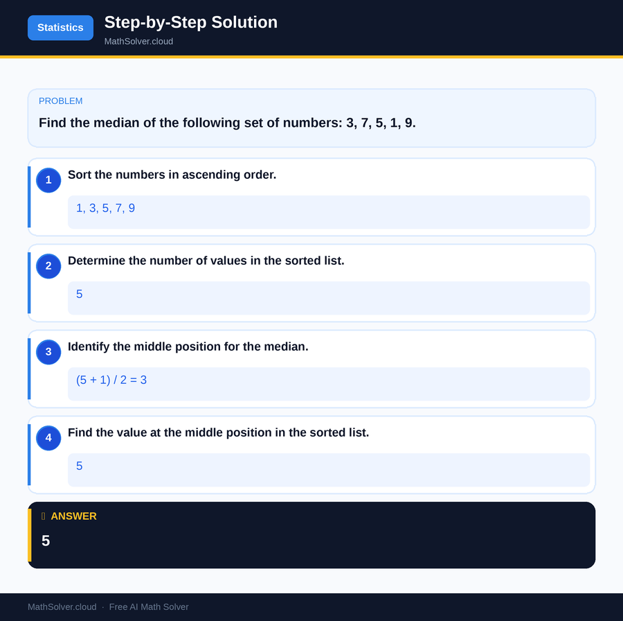 MathSolver solving example 1 — Statistics & Probability