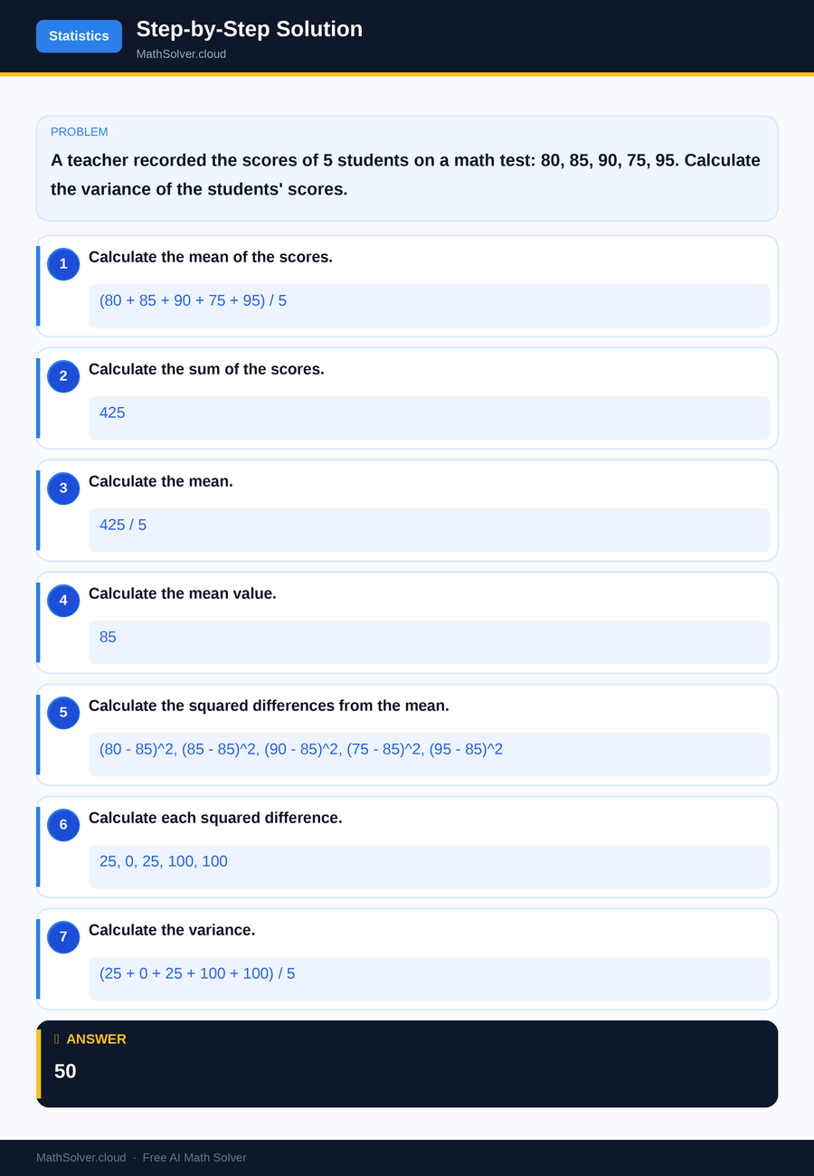 MathSolver solving example 1 — Statistics & Probability