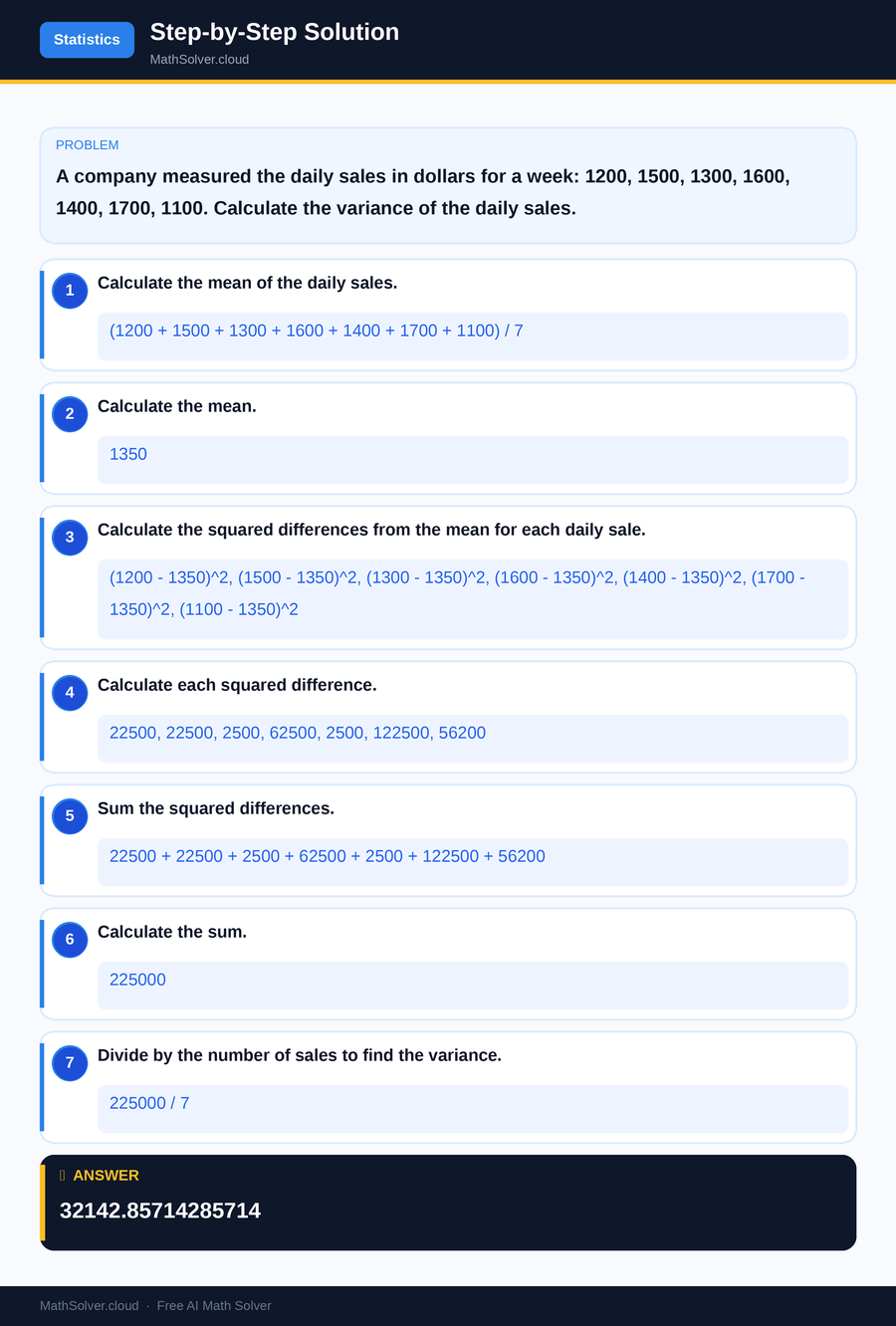 MathSolver solving example 2 — Statistics & Probability