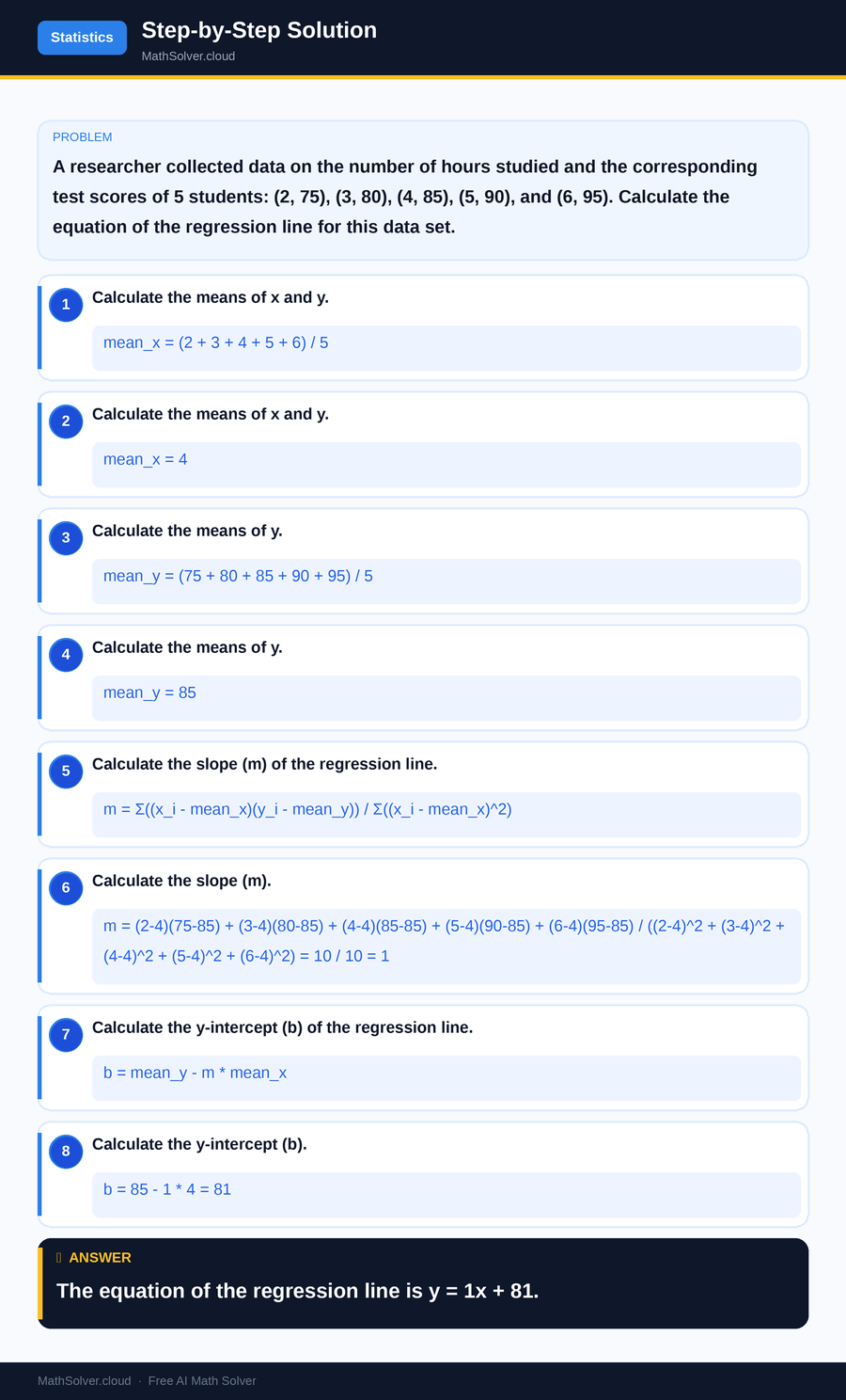 MathSolver solving example 1 — Statistics & Probability