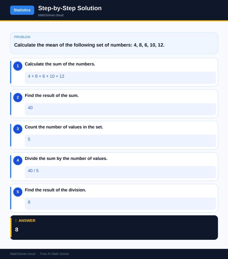 MathSolver solving example 1 — Statistics & Probability