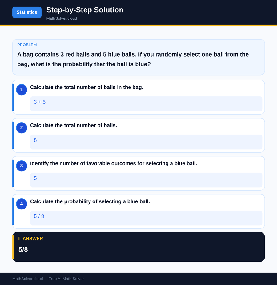 MathSolver solving example 1 — Statistics & Probability