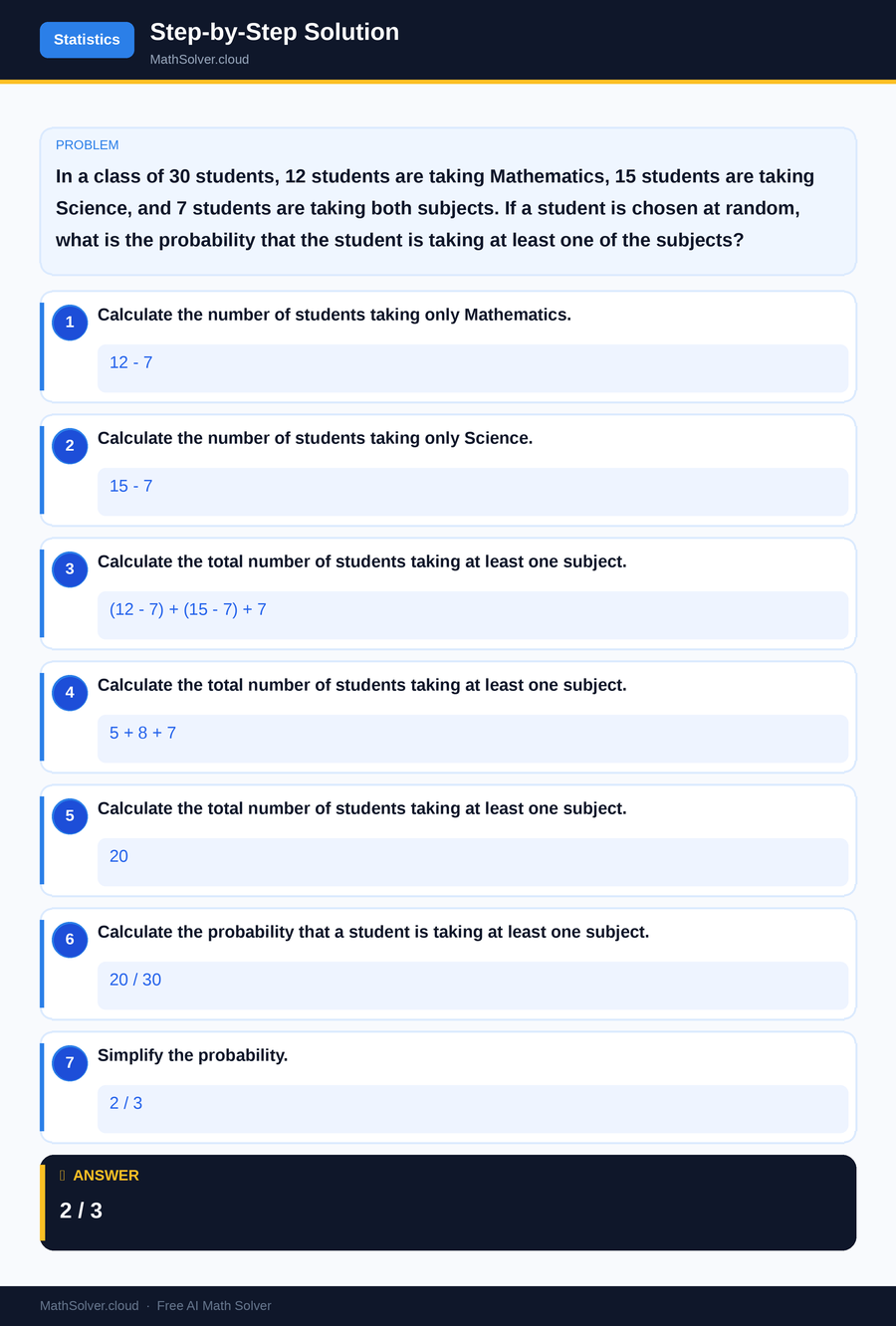 MathSolver solving example 2 — Statistics & Probability