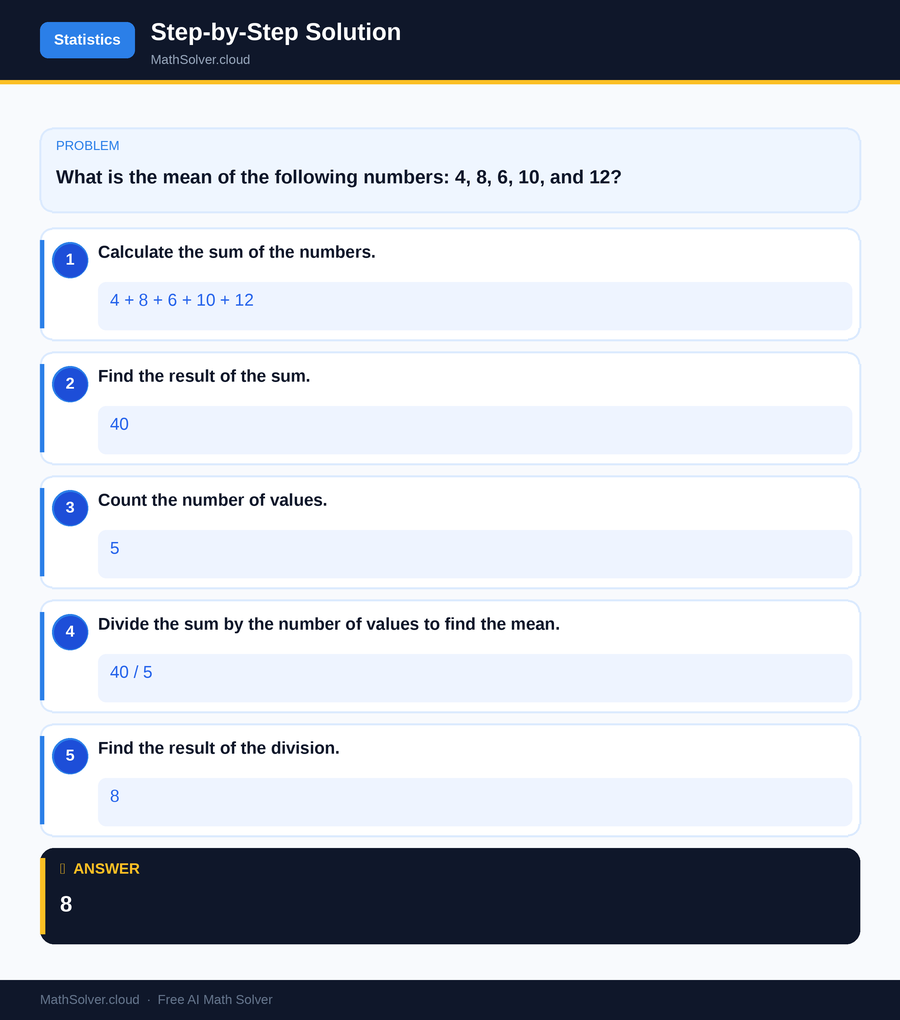 MathSolver solving example 1 — Statistics & Probability