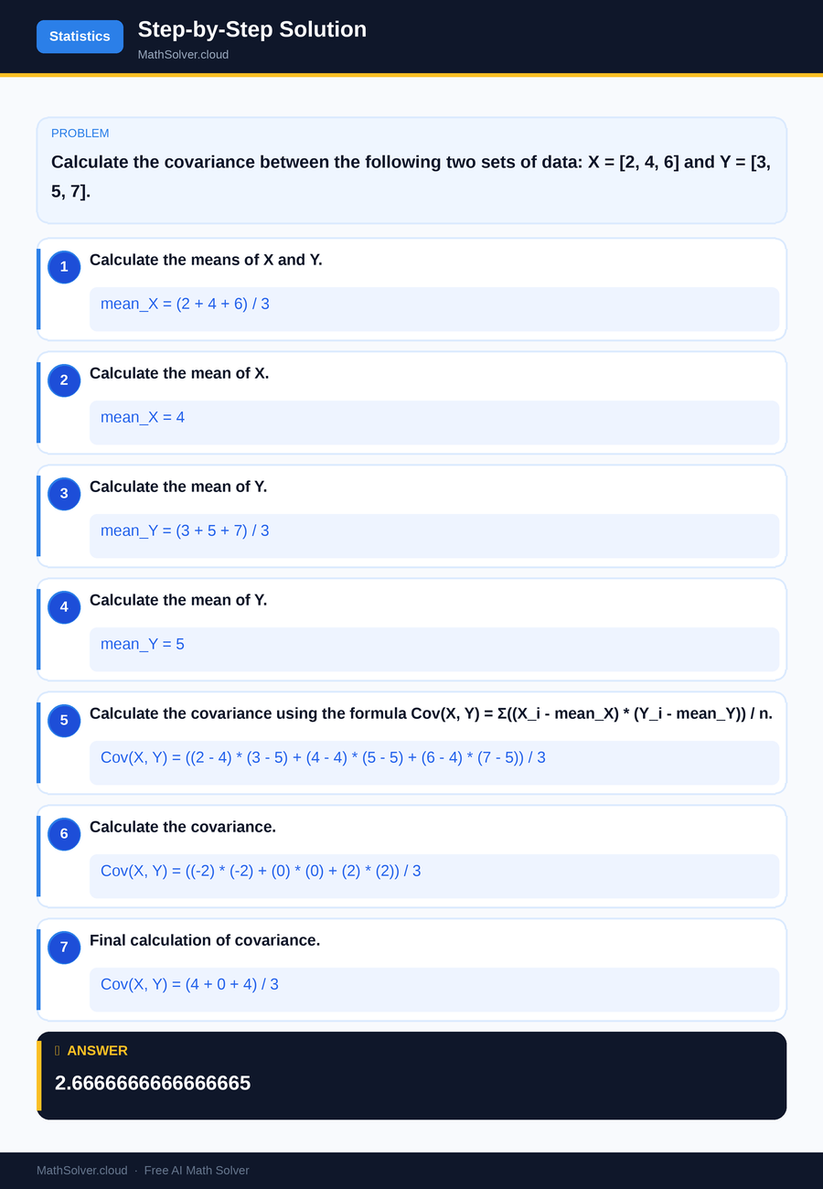 MathSolver solving example 1 — Statistics & Probability