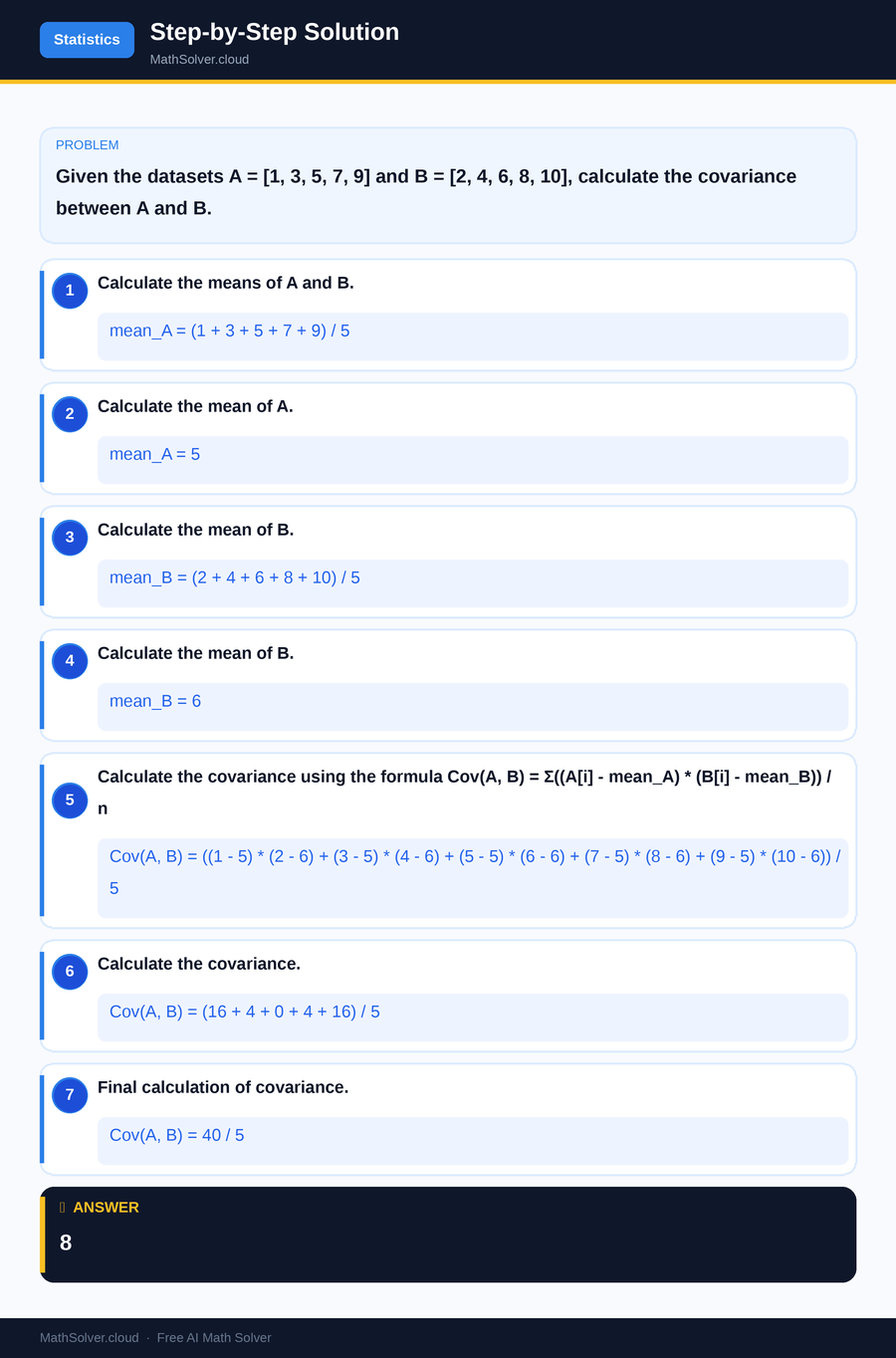 MathSolver solving example 2 — Statistics & Probability