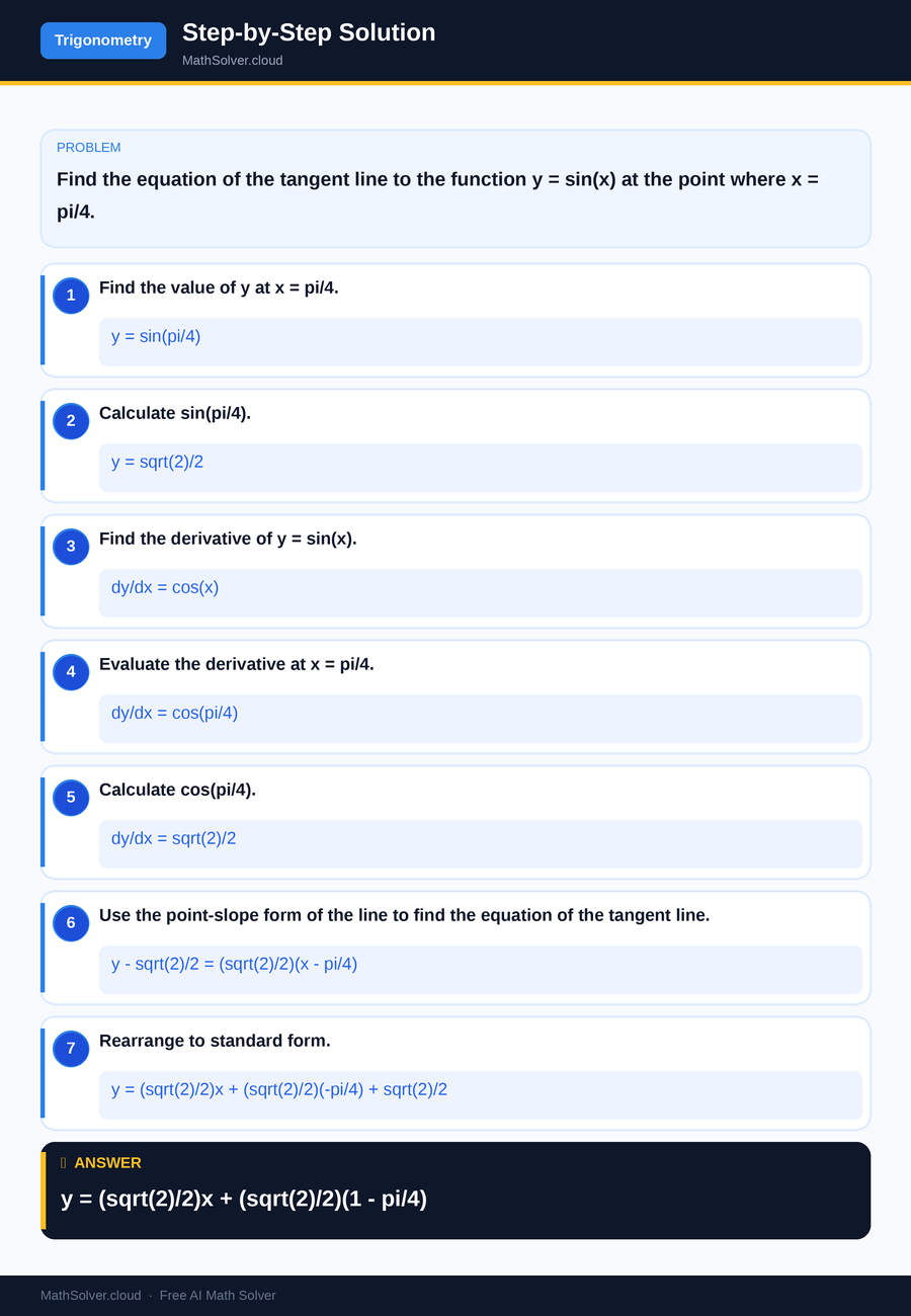 MathSolver solving example 1 — Trigonometry