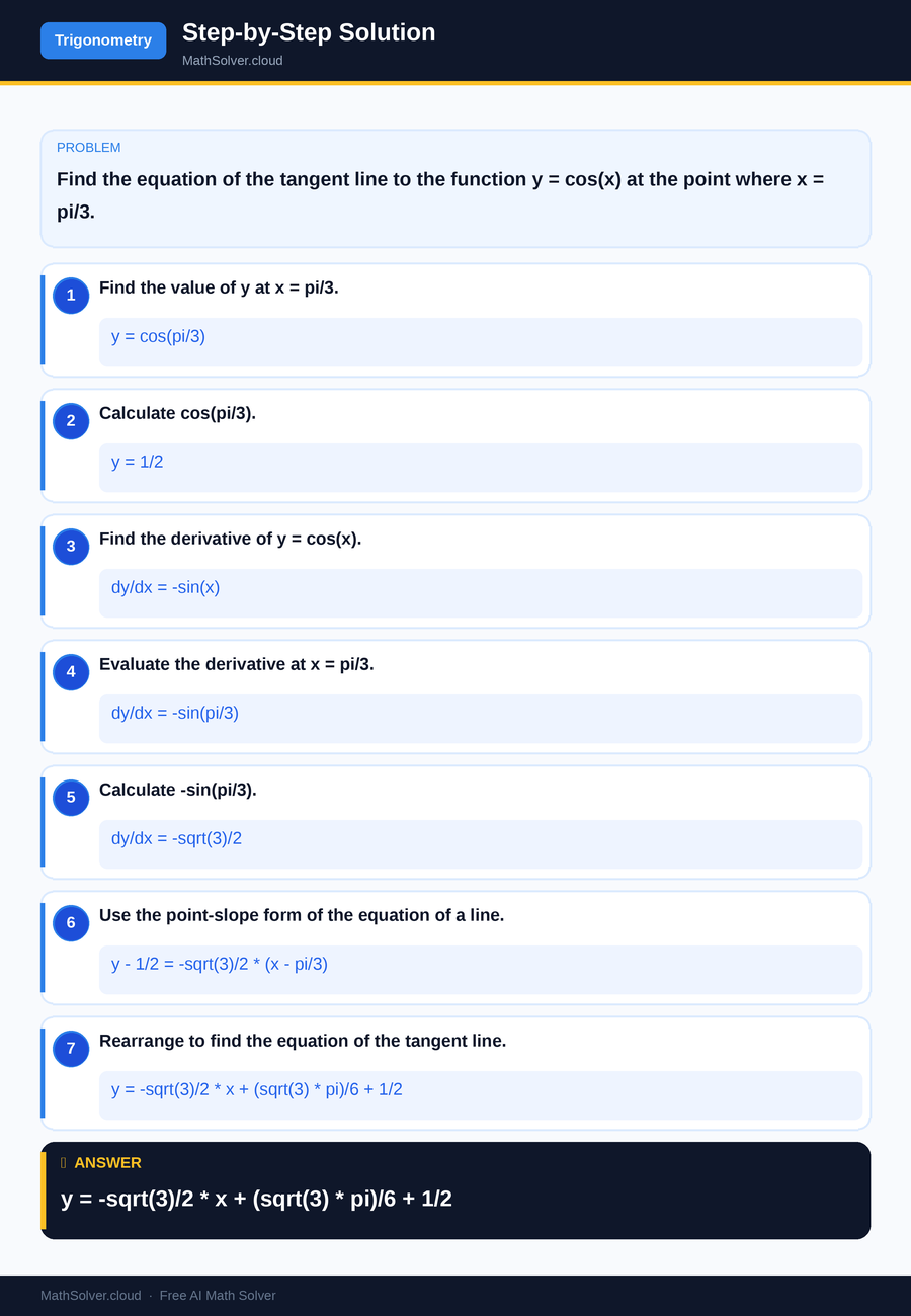 MathSolver solving example 2 — Trigonometry