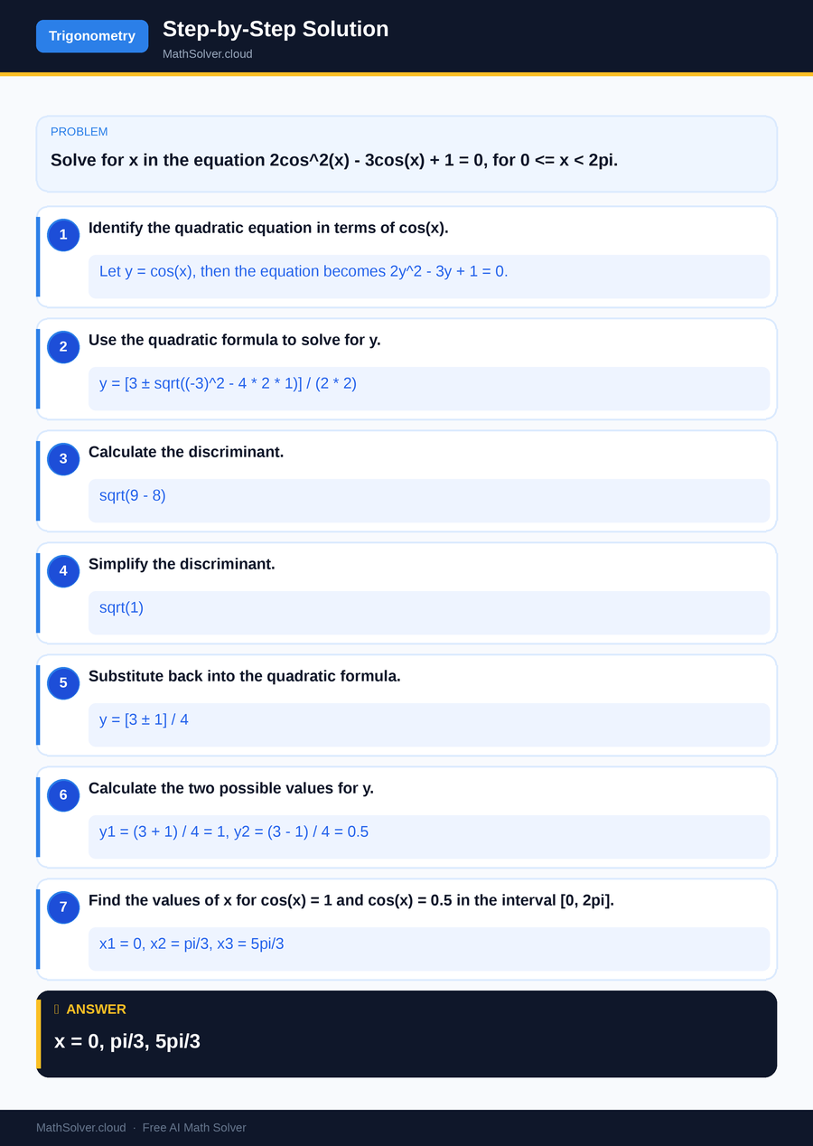 MathSolver solving example 2 — Trigonometry