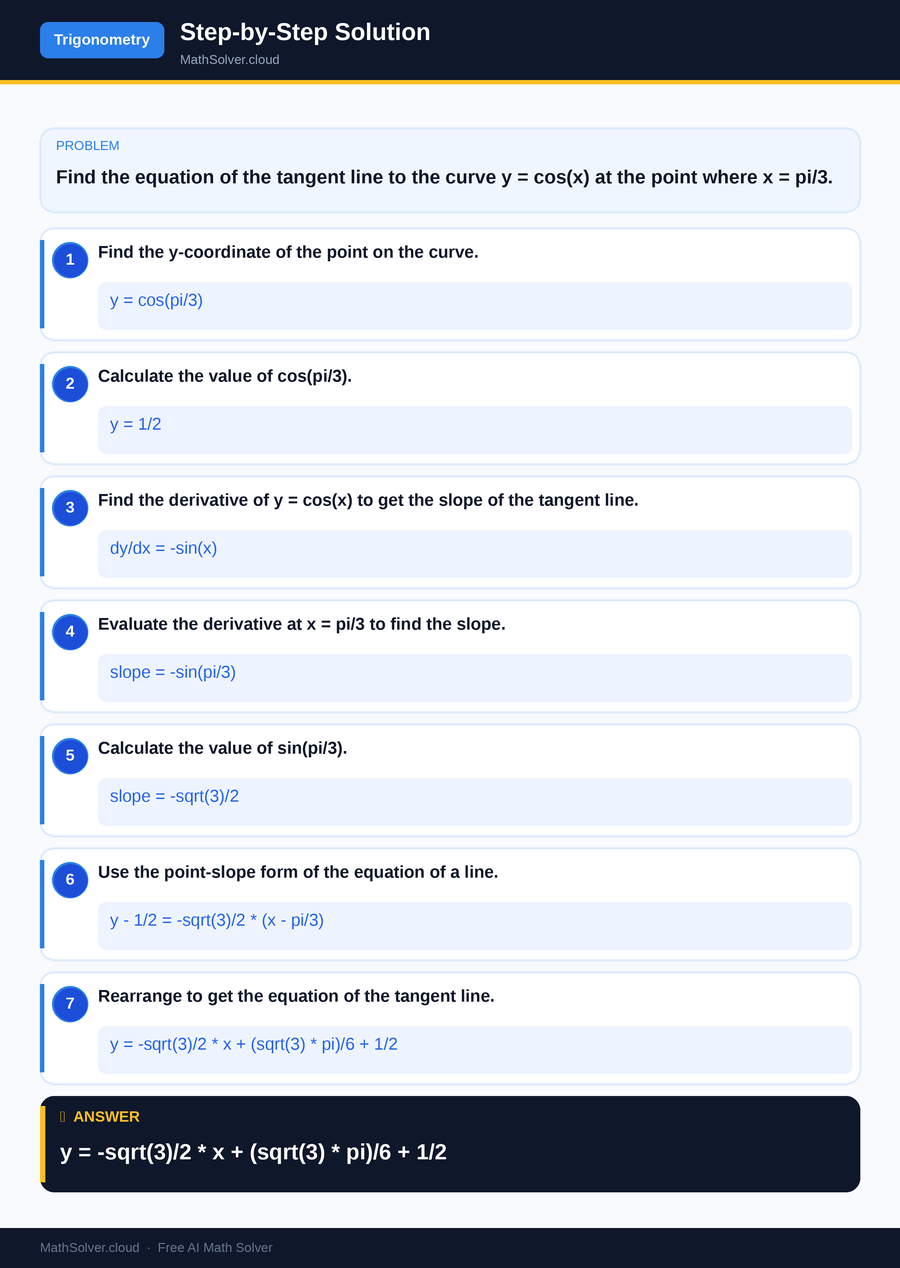 MathSolver solving example 2 — Trigonometry