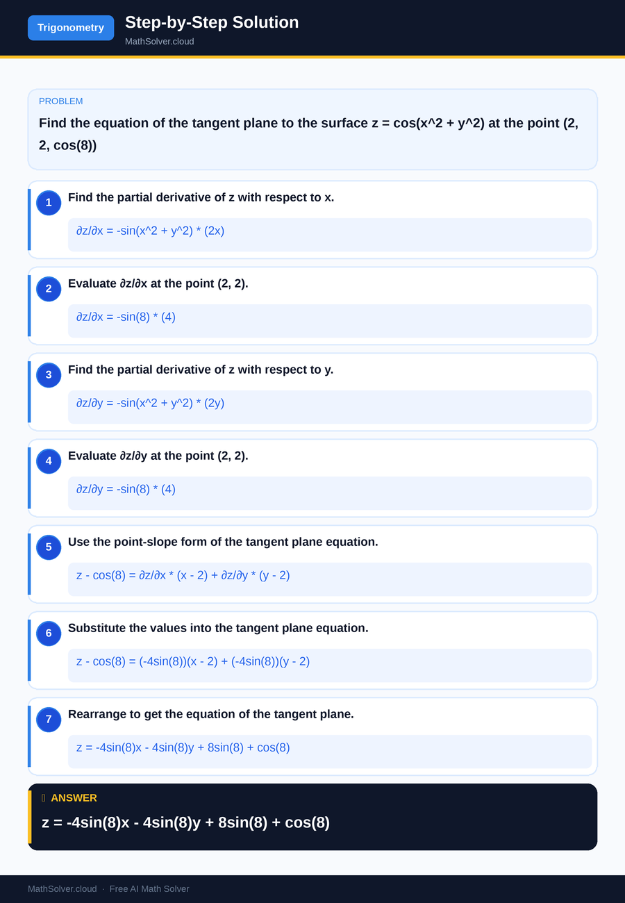 MathSolver solving example 2 — Trigonometry