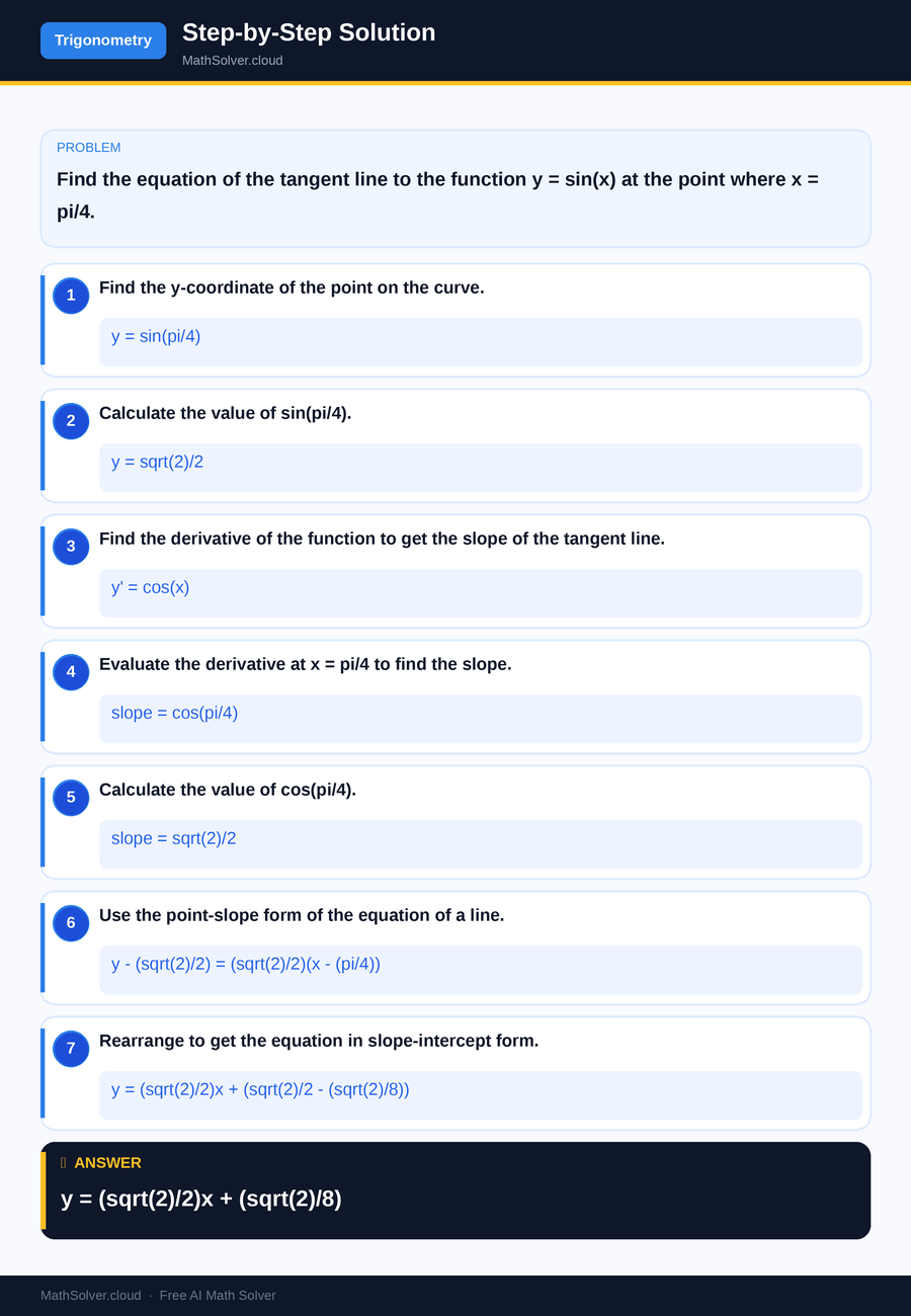 MathSolver solving example 1 — Trigonometry