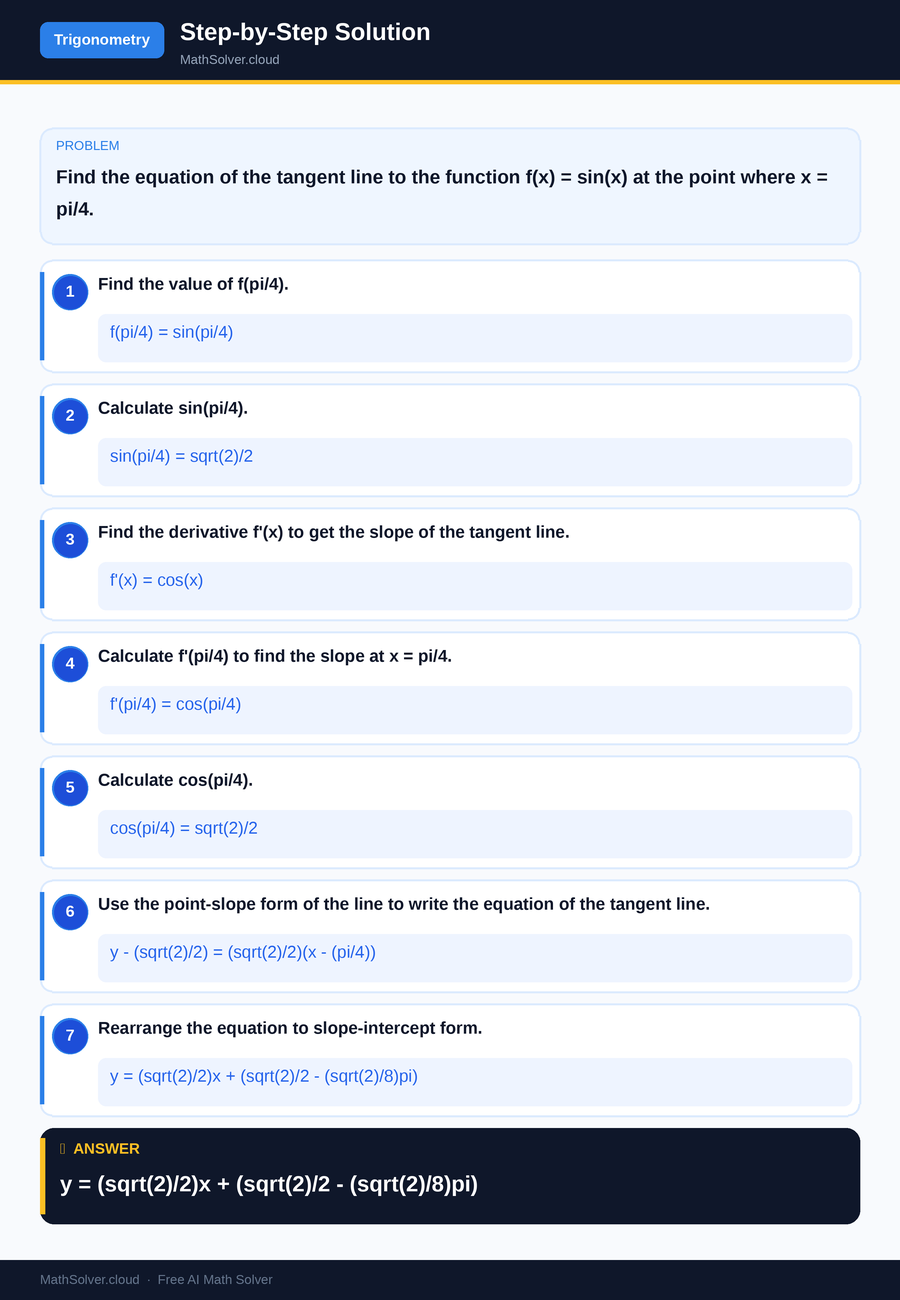 MathSolver solving example 1 — Trigonometry