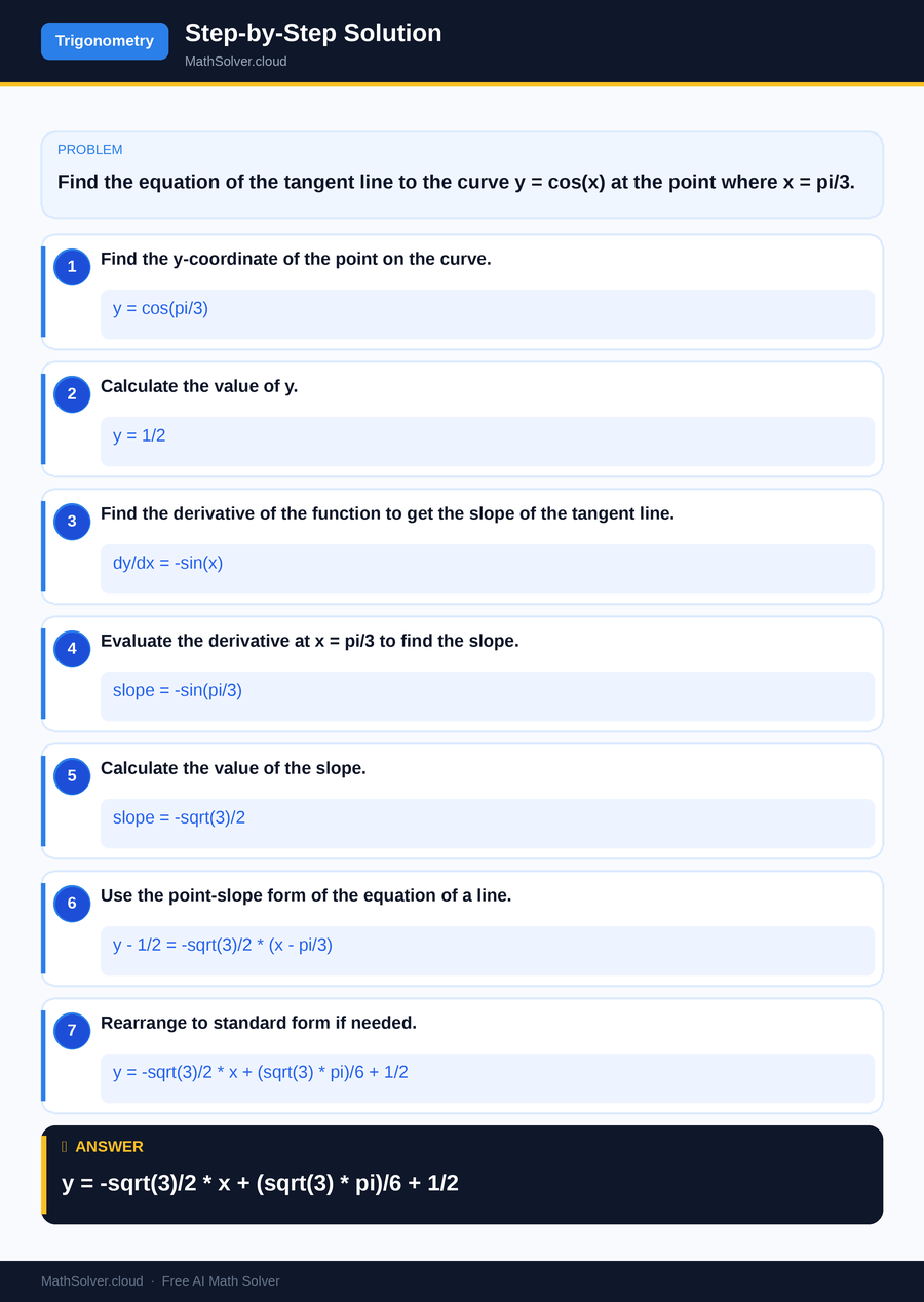 MathSolver solving example 2 — Trigonometry