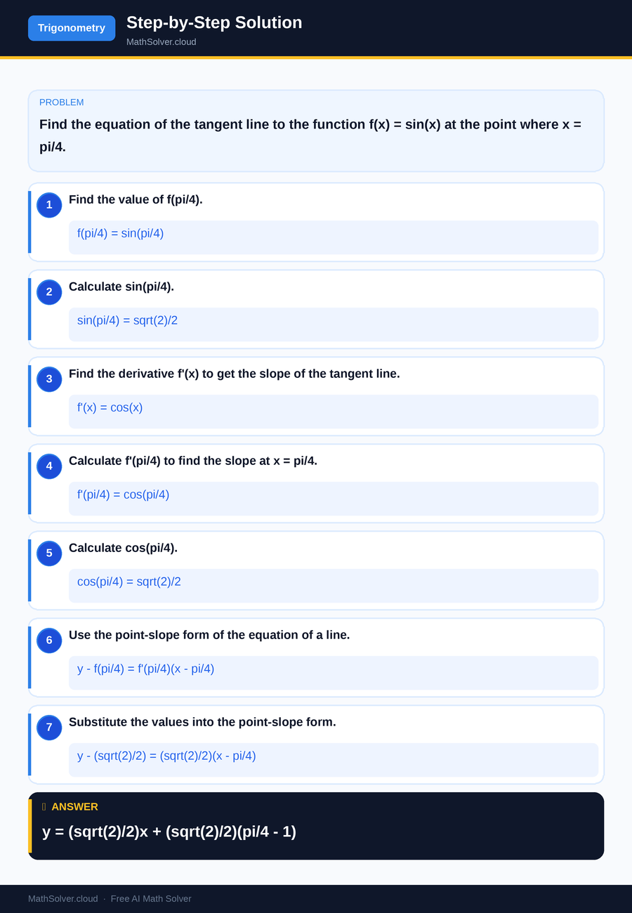 MathSolver solving example 1 — Trigonometry