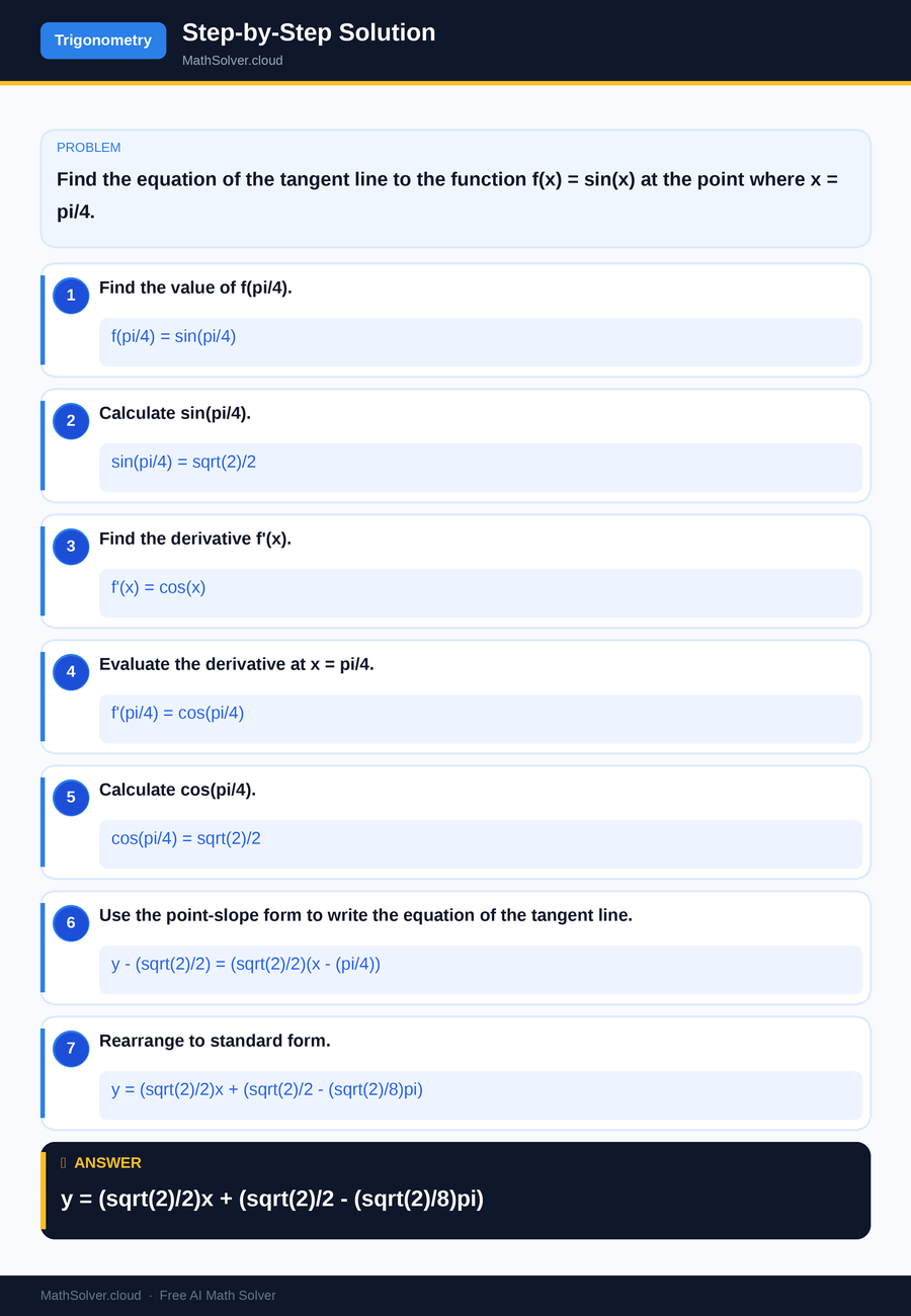 MathSolver solving example 1 — Trigonometry