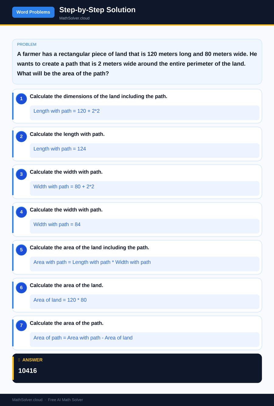 MathSolver solving example 1 — Word Problems & Homework