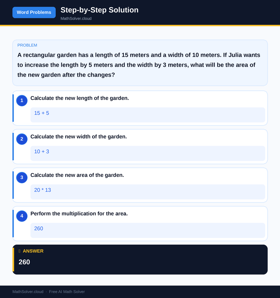 MathSolver solving example 2 — Word Problems & Homework