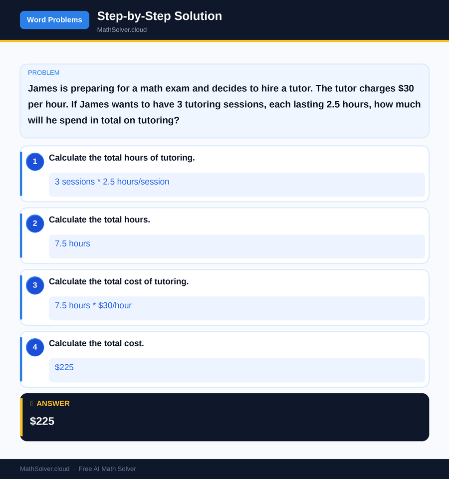 MathSolver solving example 2 — Word Problems & Homework