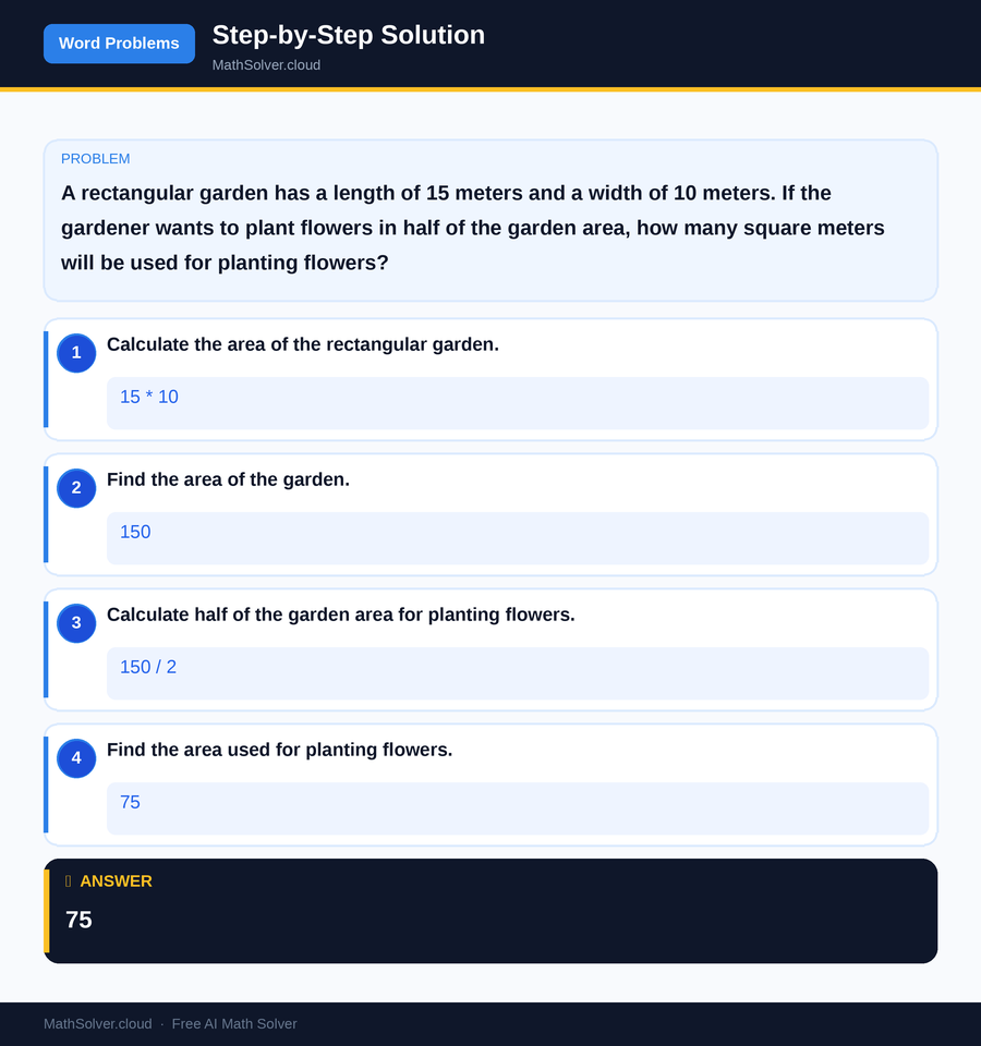 MathSolver solving example 2 — Word Problems & Homework