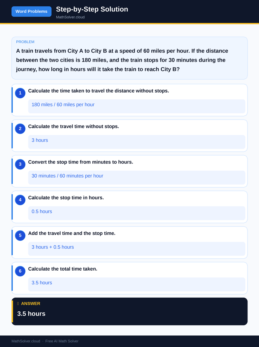 MathSolver solving example 2 — Word Problems & Homework